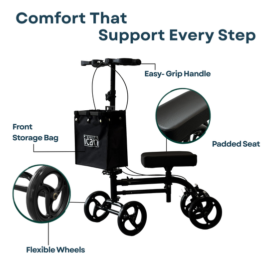 RecoverGlide – Foldable Adjustable Knee Walker
