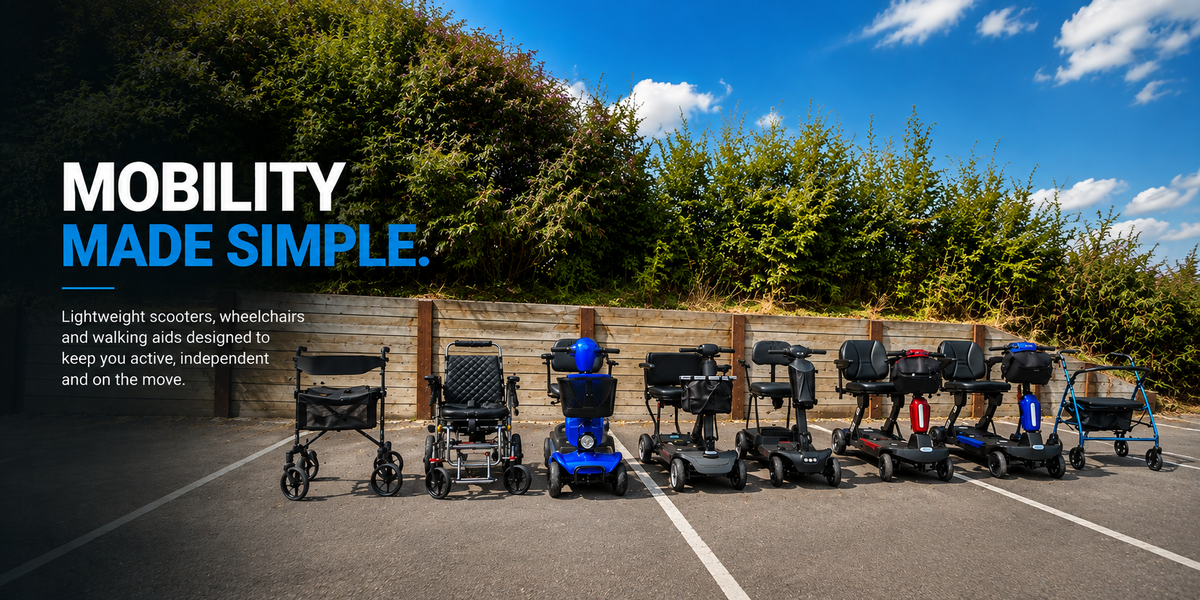 Lightweight mobility scooters, electric wheelchairs and walking aids designed to help you stay active, independent and on the move.